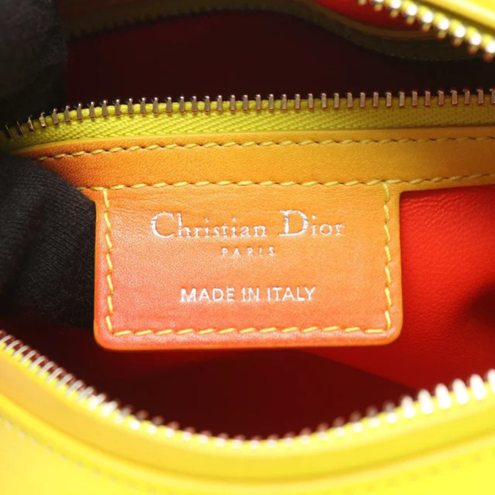 Dior leather 2way Red Handbag LADY Burgundy yellow - Picture 4 of 8